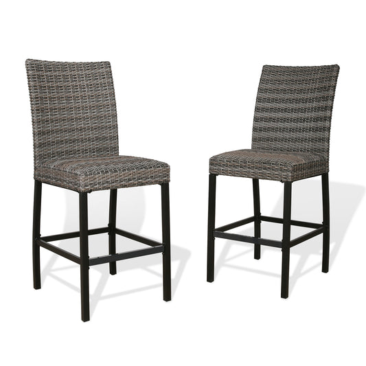 OPEN BOX I PEAKHOME Pavane 2-Piece Patio Wicker Bar Stools With Padded Quick Dry Foam