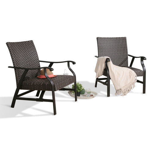 Pavane Outdoor Wicker Chairs Patio Wicker Padded Rocking Motion Conversation Chair for Poolside, Garden, Porch, Set of 2