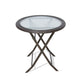 Patio Wicker Folding Bistro Table Tempered Glass Table Coffee Table
