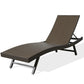 Outdoor Wicker Chaise Lounge Patio Adjustable Reclining Chaise Lounge Chair with Wheels (1 Pack)