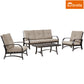 4 Pieces Outdoor/Indoor Aluminum Patio Conversation Seating Group with Sunbrella Cushions and Coffee Table Side Table for 5 Person