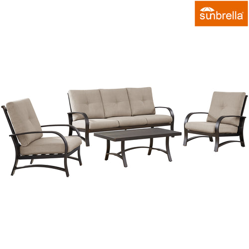 Chamber 4 Pieces Aluminum Patio Conversation Sofa Sets with Sunbrella® Cushions