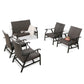 5-Piece Indoor Outdoor Wicker Padded Conversation Set Patio Rattan Furniture Set with 4 Motion Rocking Armchairs and 1 Loveseat for 6 Persons