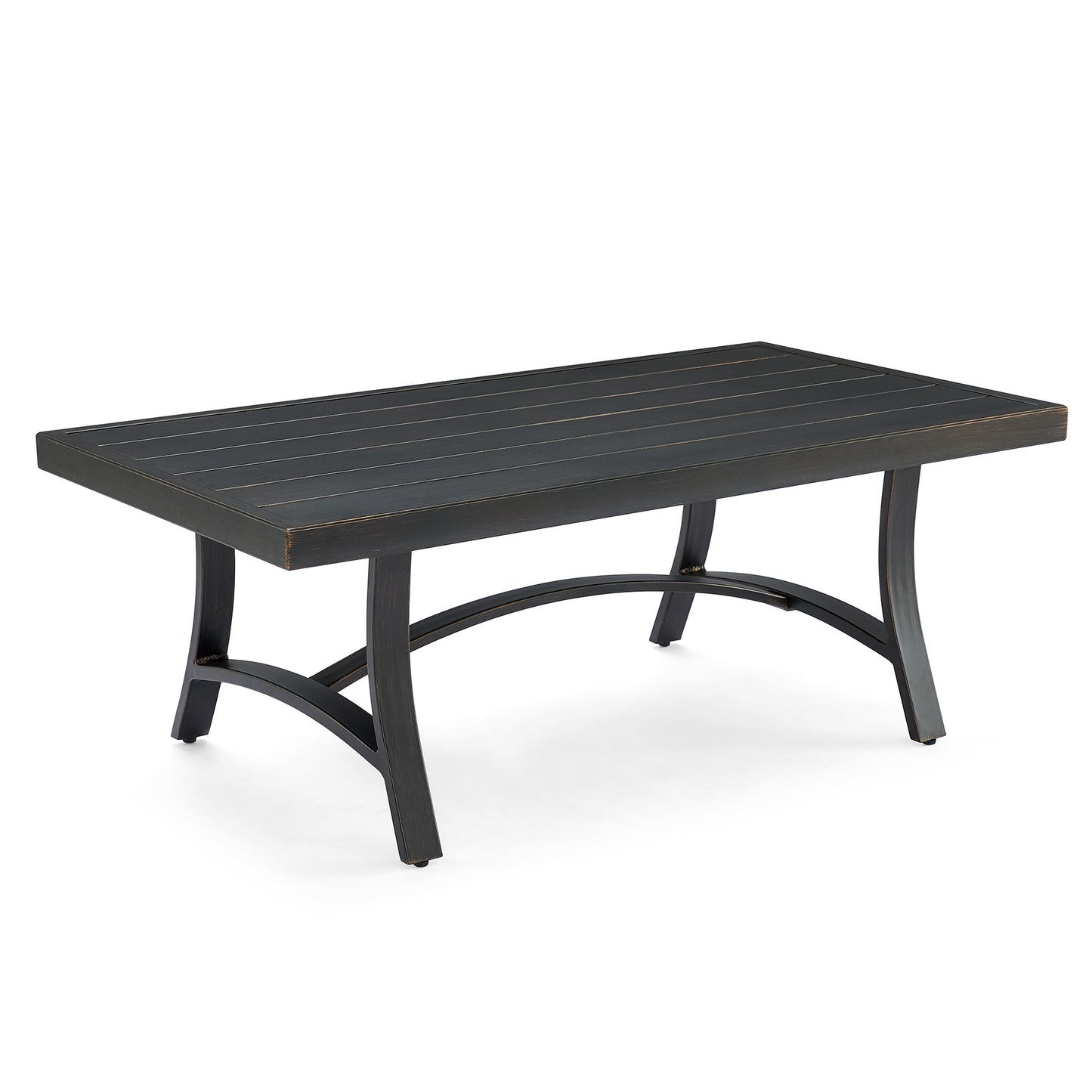 Outdoor/Indoor Patio Aluminum Coffee Table with Half Arc Bottom