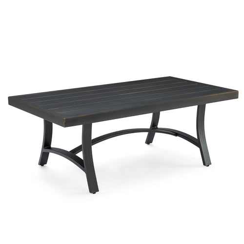 Chamber Outdoor/Indoor Patio Aluminum Coffee Table with Half Arc Bottom