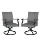 2 Pieces Patio Rattan Swivel Dining Chairs Outdoor Metal Wicker Bistro Chairs Padded with Quick Dry Foam