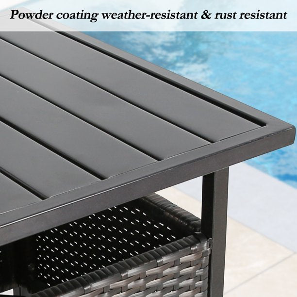 Patio Outdoor Wicker Umbrella Stand Bistro Table, Side Table