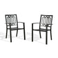 Stacking Patio Dining Chair Steel Outdoor Arm Chairs (Set of 2)