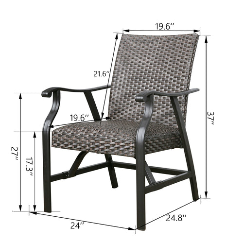 Pavane 2-Piece Patio Rattan Ding Chairs Outdoor Wicker Motion Rocking Chairs with Armrest and Padded with Dry Quick Foam