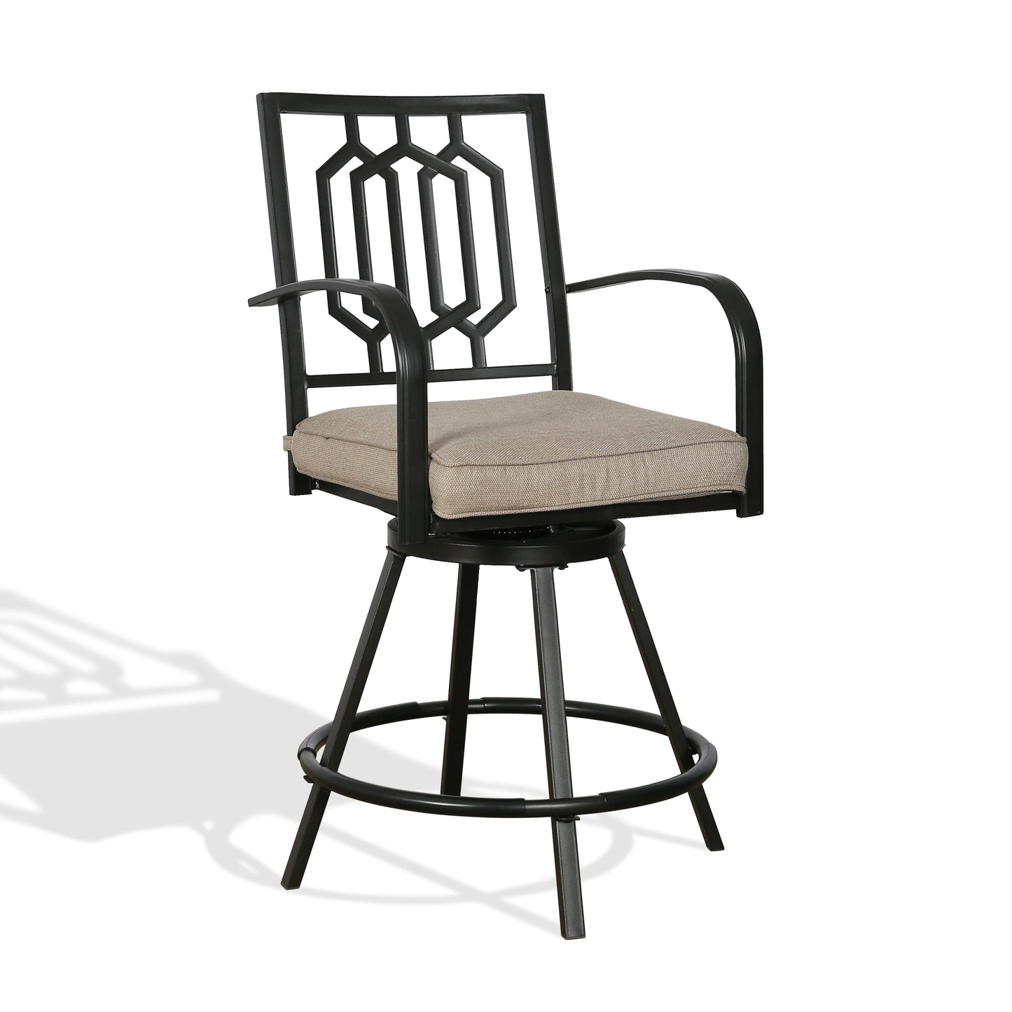 Patio Bar Stools Counter Height Swivel Stools with Cushion (Set of 2)