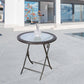 Patio Wicker Folding Bistro Table Tempered Glass Table Coffee Table