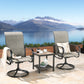 3 Pieces Outdoor/Indoor Patio Conversation Set with Wooden-Like Side Table and Sling Swivel Dining Chairs Padded with Quick Dry Foam