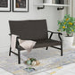 Patio Wicker Padded Loveseat Chair Indoor Outdoor Metal Bench Sofa with Quick Dry Foam