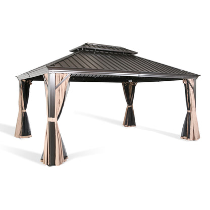 PATIO TREE 10x12 Metal Gazebo With Aluminum Frame, Curtain and Netting