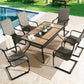 7 Piece Outdoor Dining Set Patio Furniture Dining Set with Metal Spring Motion Chairs and Garden Table
