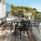 7 Pieces Patio Dining Set 6 Dining Arm Chairs and Rectangular Table with Umbrella Hole