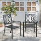 7 Pieces Patio Dining Sets, 6 Steel Chairs and Rectangular Wooden Like Top Garden Table with Umbrella Hole