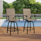 2-Piece Padded Outdoor Swivel Bar Stools Textilene Patio Seating Height Bar Chairs with Quick Dry Foam and Armrest