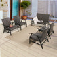 5-Piece Indoor Outdoor Wicker Padded Conversation Set Patio Rattan Furniture Set with 4 Motion Rocking Armchairs and 1 Loveseat for 6 Persons