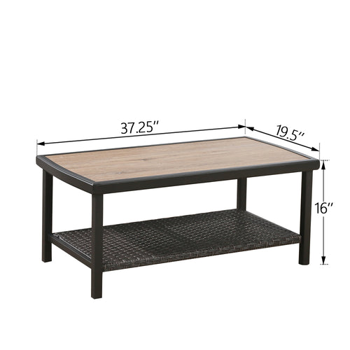 Peakhome Furnishings Patio Steel Coffee Table with Alucobond Top