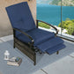 Patio Recliner Chair Automatic Adjustable Back Outdoor Lounge Chair with 100% Olefin Cushion (Navy Blue)