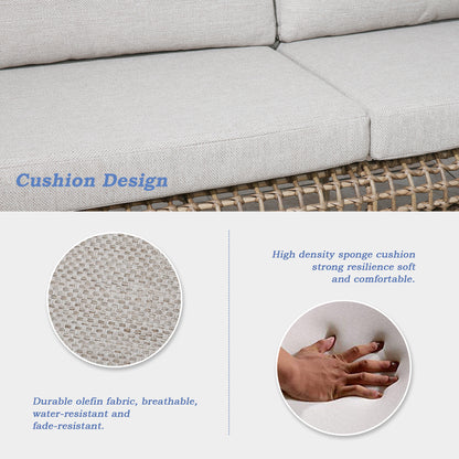 Arsterie 4 Pieces Aluminum Patio Loveseat Sets With Wicker Decoration