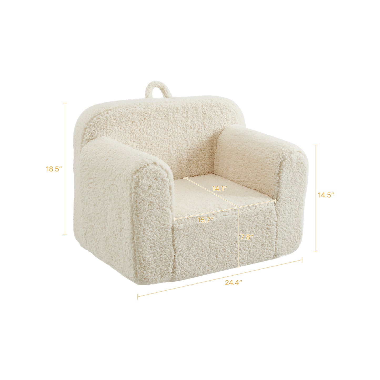 Kids Foam Sofa Chair with Removable Sherpa Slipcover for Bedroom or Playroom, Beige