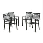 Stacking Patio Dining Chair Steel Outdoor Arm Chairs (Set of 4)