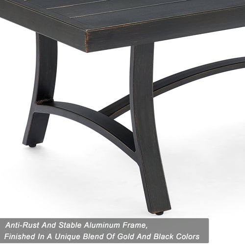 Chamber Patio Aluminum Coffee Table with Half Arc Bottom