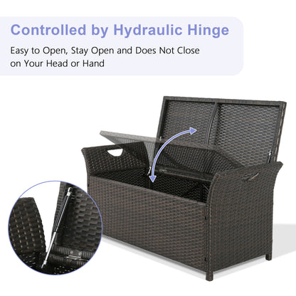 ULAX Outdoor Wicker Storage Bench with Cushion