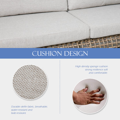 Arsterie 2 Pieces Aluminum Patio Loveseat Set with Wicker Decoration