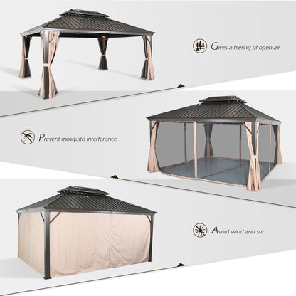 PATIO TREE 10x12 Metal Gazebo With Aluminum Frame, Curtain and Netting
