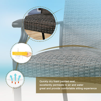 PEAKHOME Pavane 2-Piece Patio Wicker Dining Chair Set Padded with Quick Dry Foam