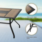Outdoor Dining Table Patio Rectangular Wood Like Top Backyard Table with Umbrella Hole