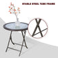 Patio Wicker Folding Bistro Table Tempered Glass Table Coffee Table