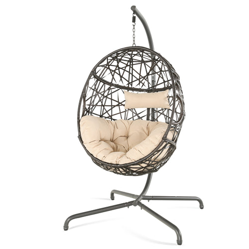 Peakhome Furnishings Outdoor/Indoor Rattan Hammocks Basket Swing Egg Chair with Stand