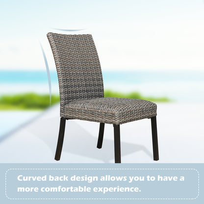 PEAKHOME Pavane 2-Piece Patio Wicker Armless Dining Chairs with Quick Dry Foam Filling