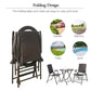 5 Pieces Wicker Folding Bistro Set, Balcony Table and Chairs Sets, Garden Backyard Furniture