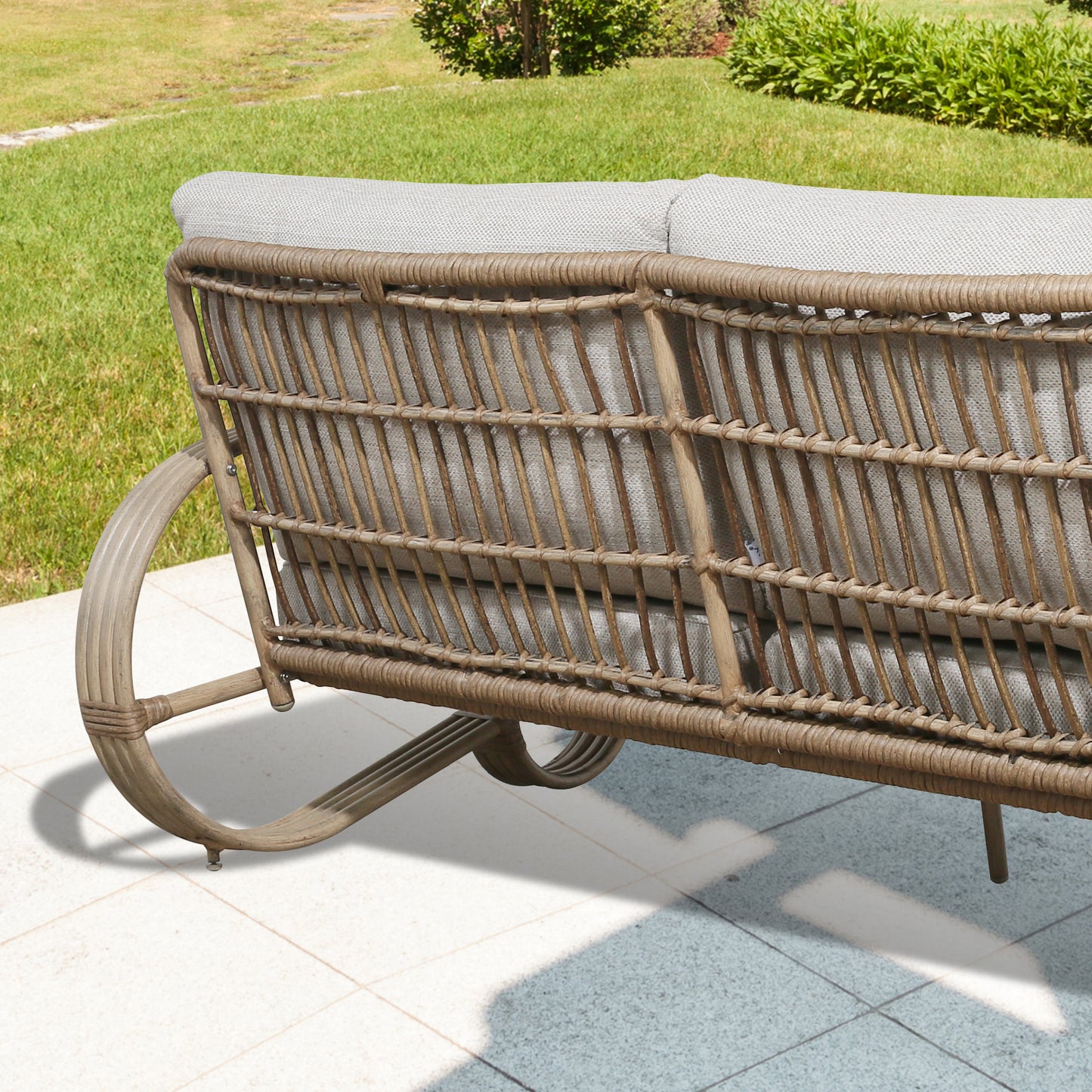 Patio Aluminum Loveseat Wicker 2 Person Bench Outdoor Sofa Chair with Olefin Cushions