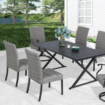 PEAKHOME Pavane 2-Piece Patio Wicker Armless Dining Chairs with Quick Dry Foam Filling