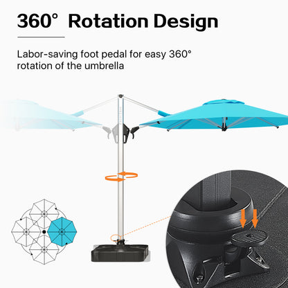 PATIO TREE Belize 11ft Large Round Patio Cantilever Umbrella For Garden Pool Porch