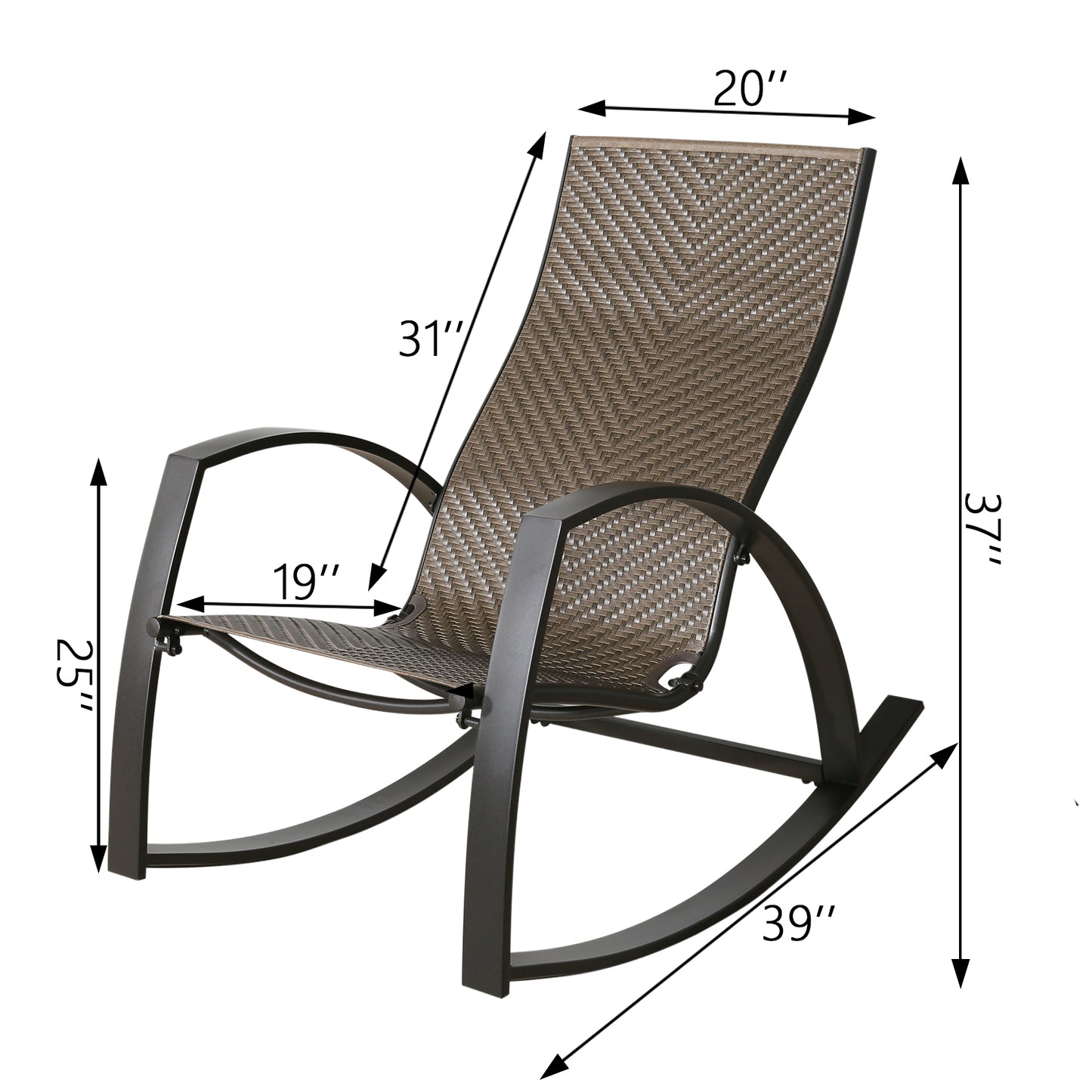 Outdoor Patio Wicker Rocking Chair with High Curved Backrest