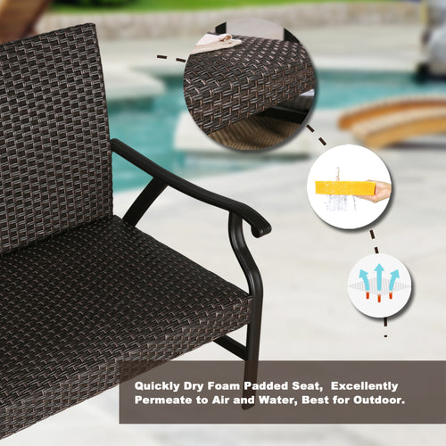 Pavane 5-Piece Indoor Outdoor Wicker Padded Conversation Set Patio Rattan Furniture Set with 4 Motion Rocking Armchairs and 1 Loveseat for 6 Persons