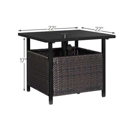 Patio Outdoor Wicker Umbrella Stand Bistro Table, Side Table