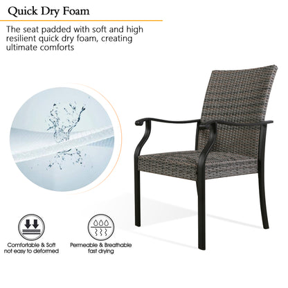 PEAKHOME Pavane 2-Piece Patio Wicker Dining Chair Set Padded with Quick Dry Foam