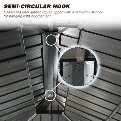 PATIO TREE 12x16 Patio Hardtop Gazebo With Aluminum Frame,Mosquito Netting And Privacy Curtains