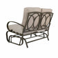 Patio Glider Bench Loveseat Outdoor Cushioed 2 Person Rocking Seating Patio Swing Chair, Beige