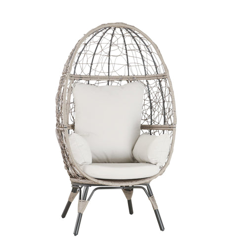 Patio&Indoor Rattan Egg Chair with Cushion and Pillow for Living Room Patio Courtyard