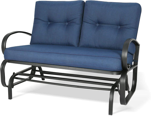 PEAKHOME FURNISHINGS Patio Loveseat Glider With Cushion, Navy