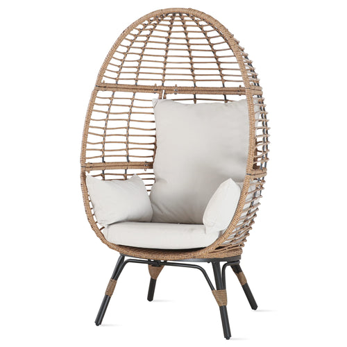 Patio & Indoor Rattan Egg Cuddle Chair with Cushions